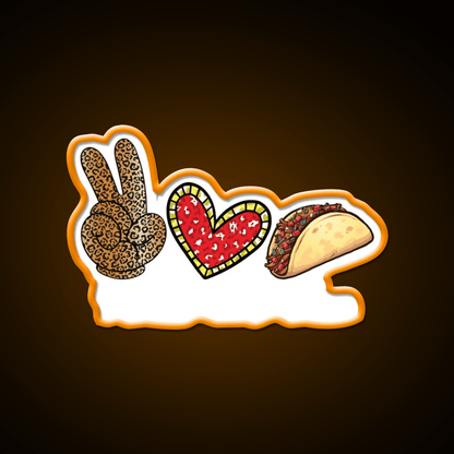 Peace Love Taco Funny Cinco De Mayo Mexican Taco Led Neon Sign Rgb Color - Shineneon