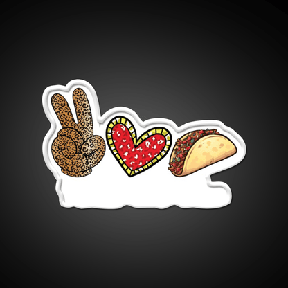 Peace Love Taco Funny Cinco De Mayo Mexican Taco Led Neon Sign Rgb Color - Shineneon