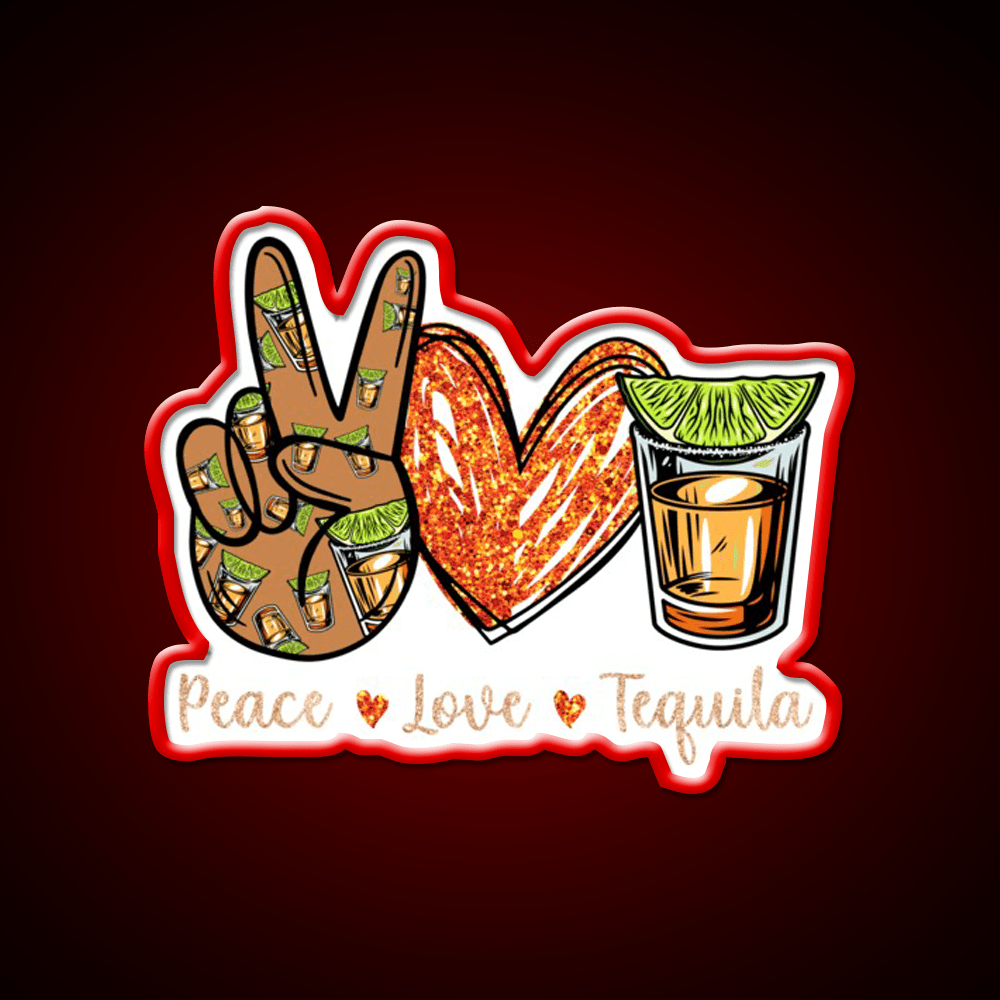 Peace Love Tequila Drinking Alcohol Lover Party Drink Tequila Led Neon Sign Rgb Color - Shineneon
