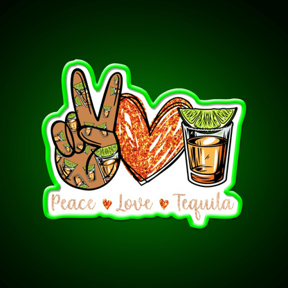 Peace Love Tequila Drinking Alcohol Lover Party Drink Tequila Led Neon Sign Rgb Color - Shineneon