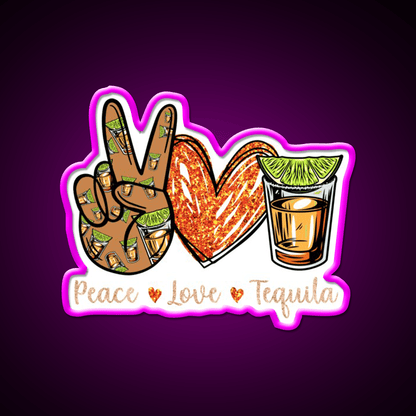 Peace Love Tequila Drinking Alcohol Lover Party Drink Tequila Led Neon Sign Rgb Color - Shineneon
