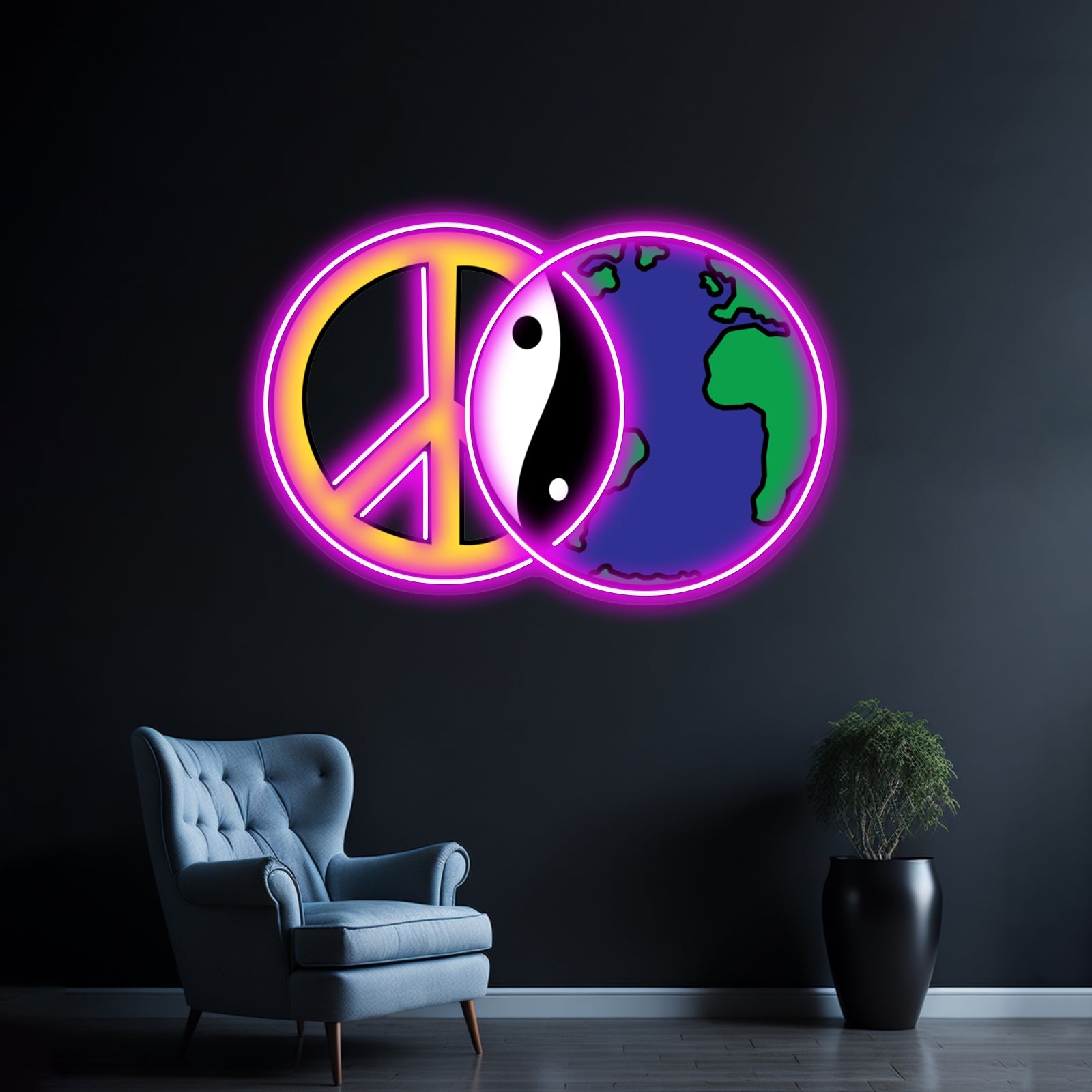 Peace On Earth Artwork Neon Wall Sign | Shineneon