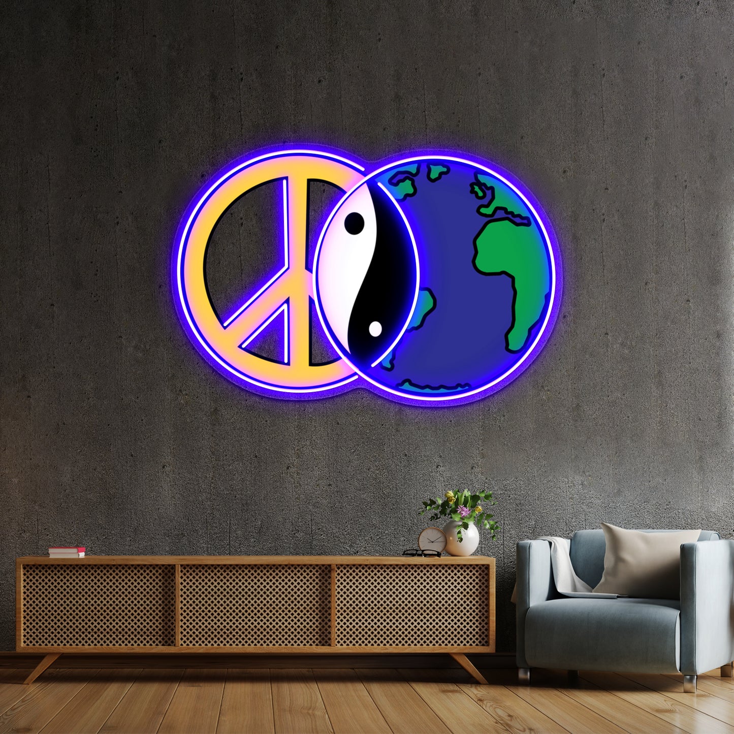 Peace On Earth Artwork Neon Wall Sign