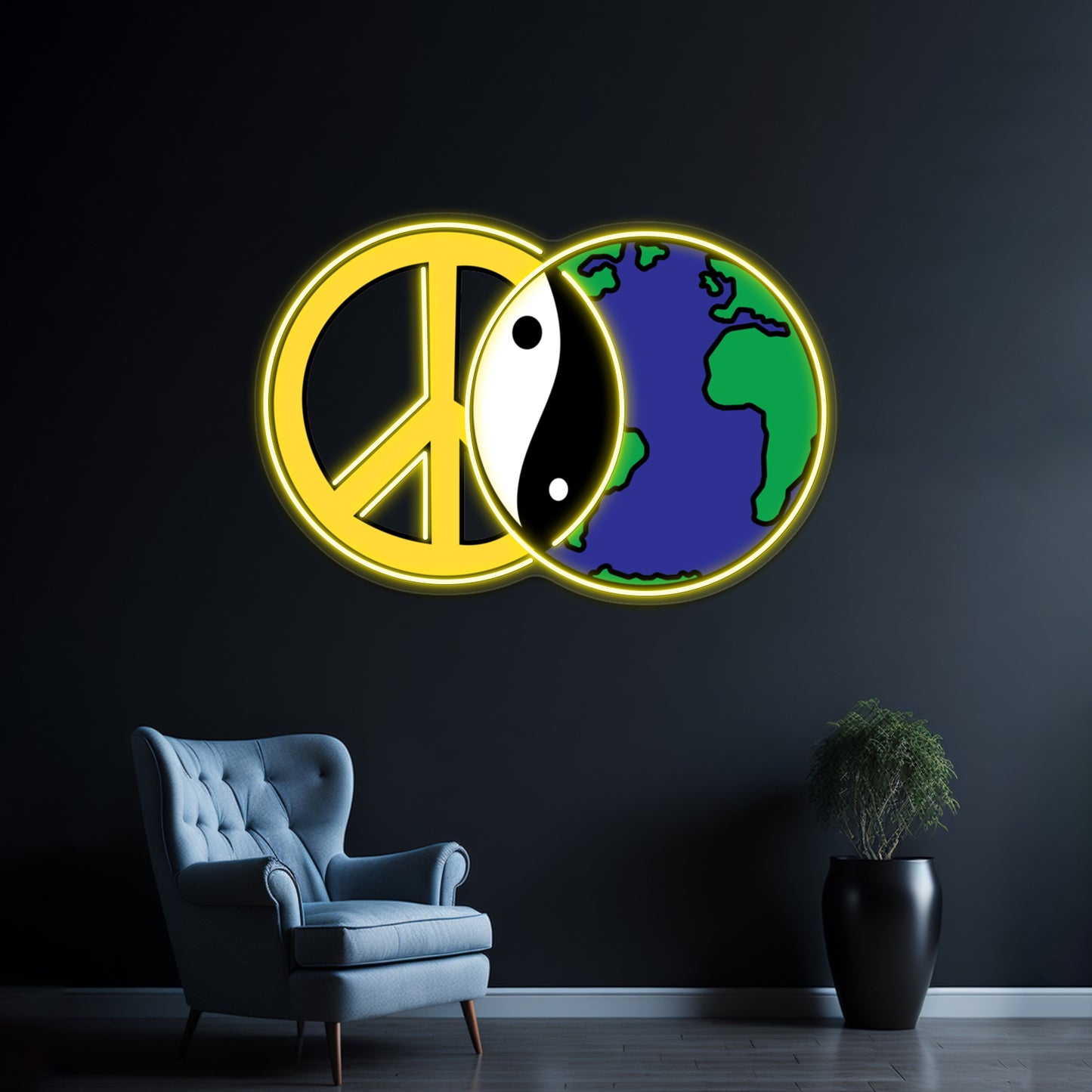 Peace On Earth Artwork Neon Wall Sign