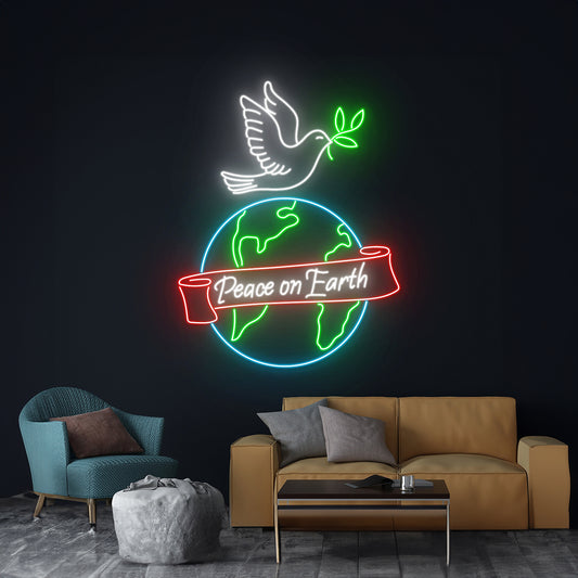 Peace On Earth Dove Neon Sign