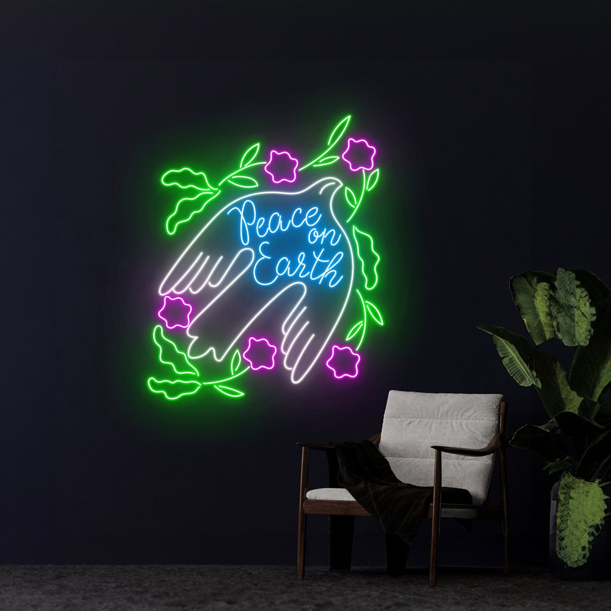 Peace On Earth Dove Neon Sign Freedom Bird Led Sign - Shineneon