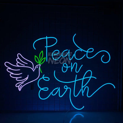 Peace On Earth Led Neon Sign Dove Leaf Branch Room Wall Decor | Shineneon