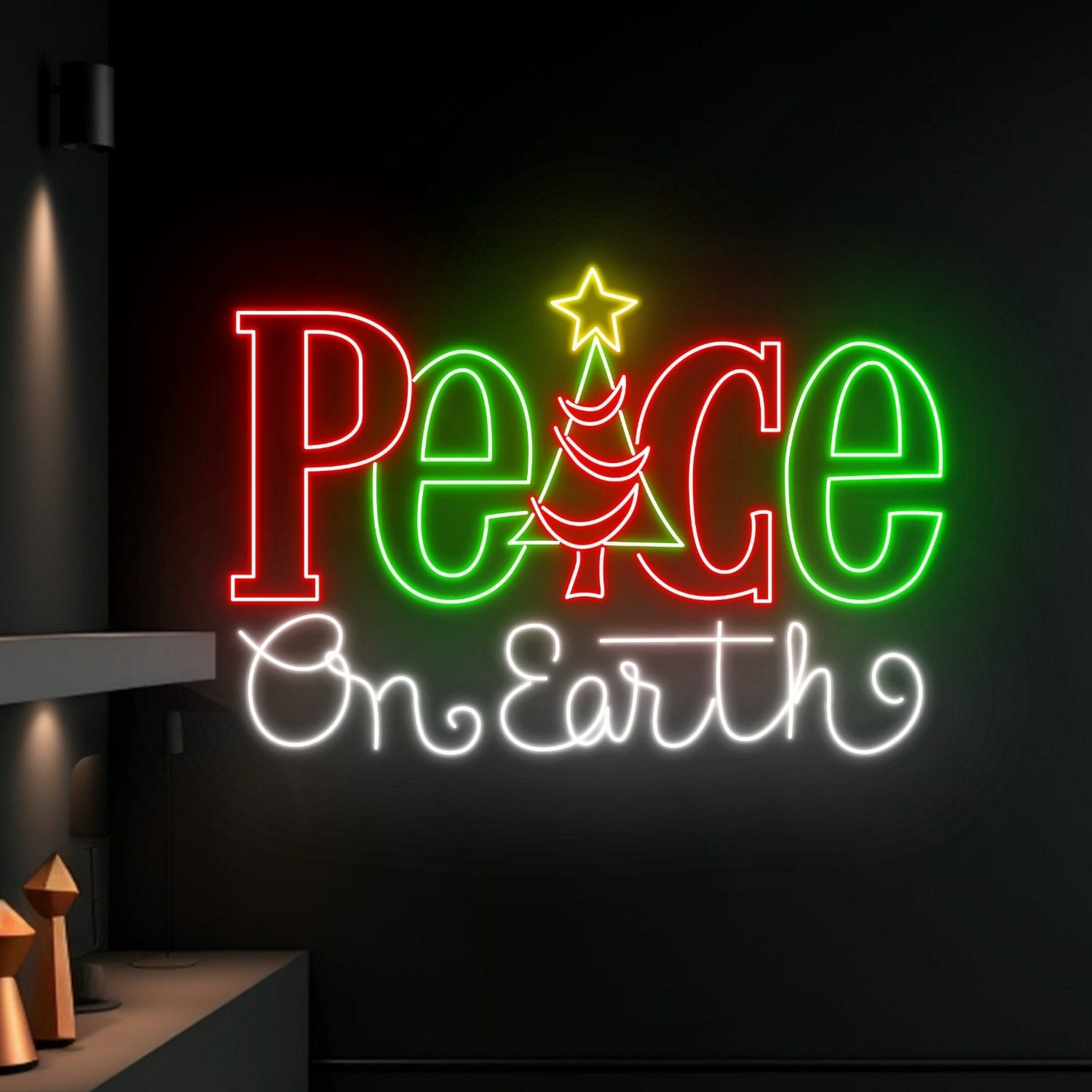 Peace On Earth Led Neon Sign Merry Christmas Led Light Decor | Shineneon