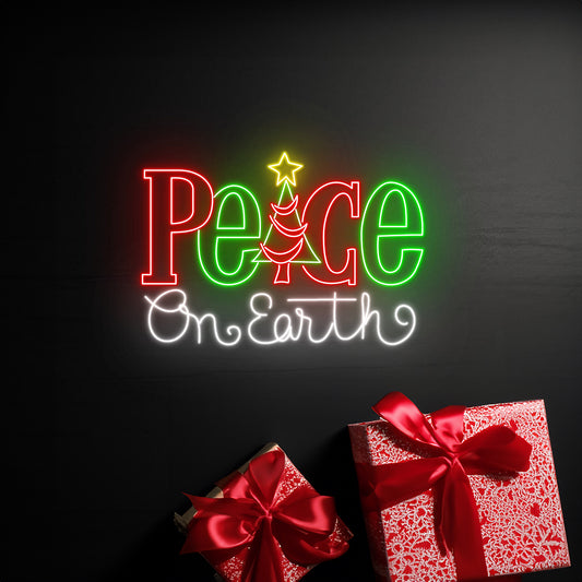 Peace On Earth Neon Sign Happy New Year Room Wall Art Decor