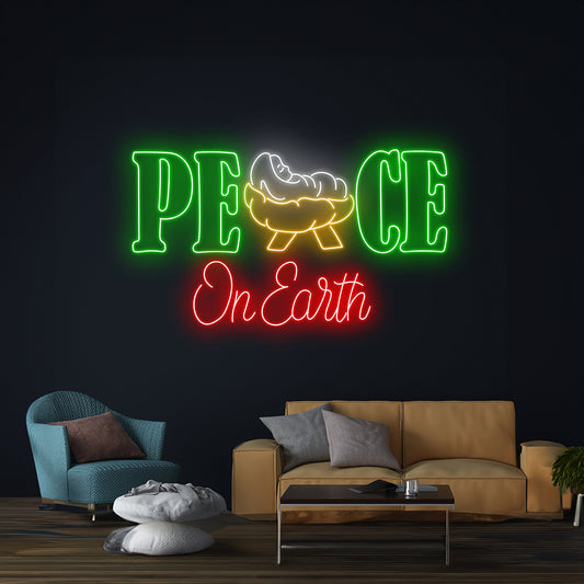 Peace On Earth Neon Sign Happy New Year Room Wall Decor