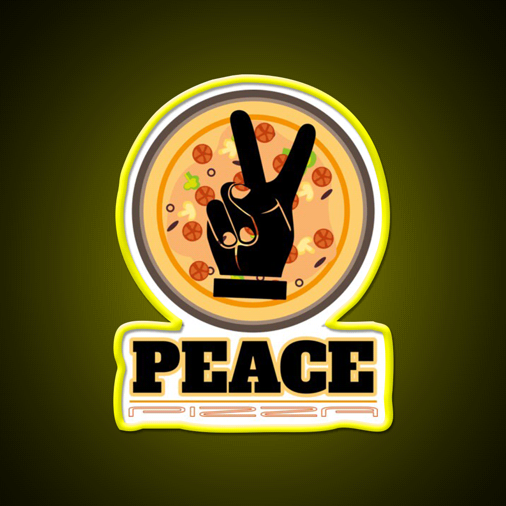 Peace Pizza Fast Food Led Neon Sign For Burger Place Rgb Color - Custom LED neon sign front view