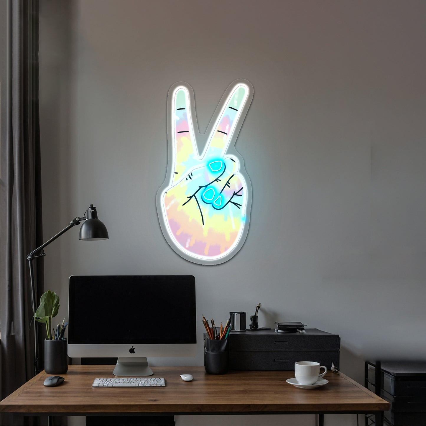 Peace Sign Tie Dye Aesthetic Artwork Gym Neon Sign