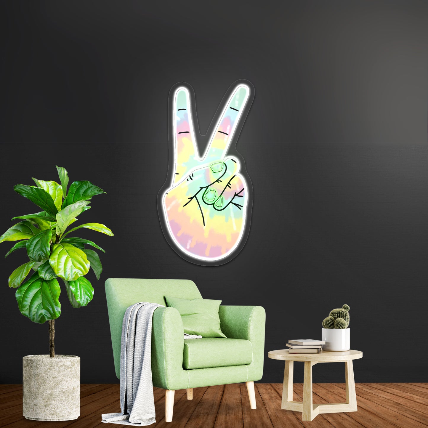 Peace Sign Tie Dye Aesthetic Artwork Gym Neon Sign