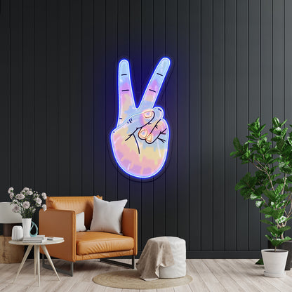 Peace Sign Tie Dye Aesthetic Artwork Gym Neon Sign