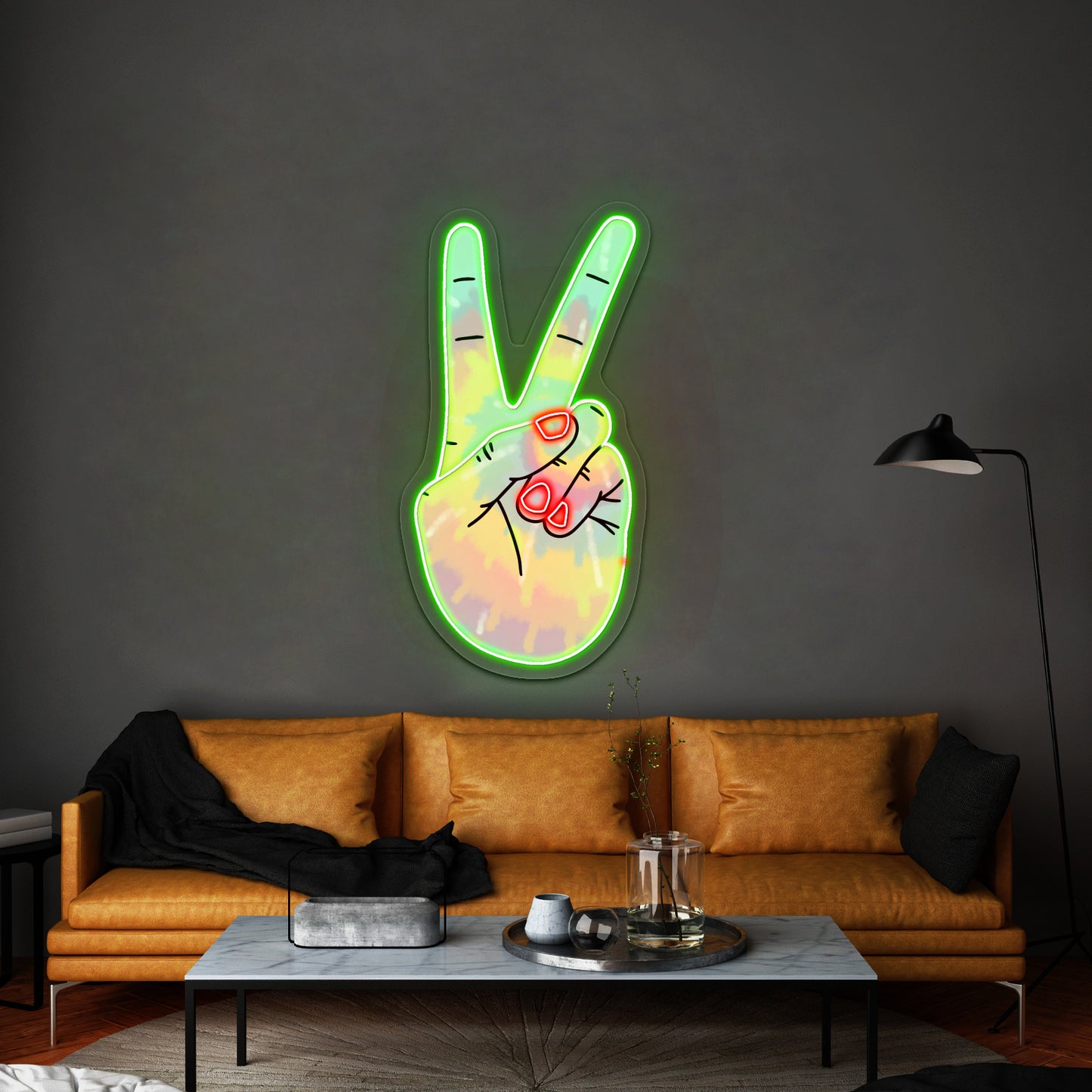 Peace Sign Tie Dye Aesthetic Artwork Gym Neon Sign