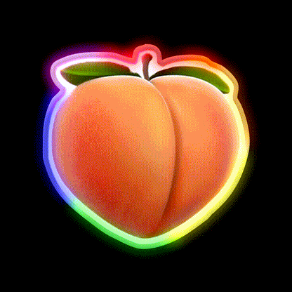 Peach Snack Food Led Neon Sign Rgb Color - LED neon sign close-up detail