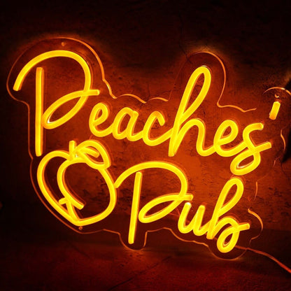Peaches Pub Orange Led Neon Sign - Shineneon