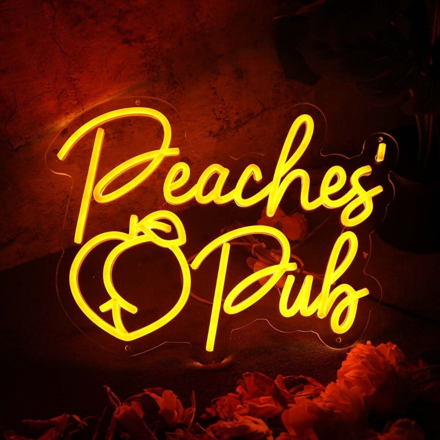 Peaches Pub Orange Led Neon Sign - Shineneon
