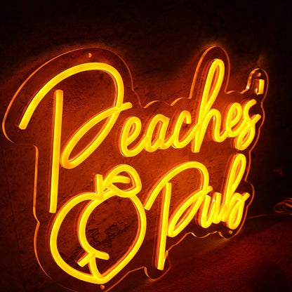 Peaches Pub Orange Led Neon Sign - Shineneon