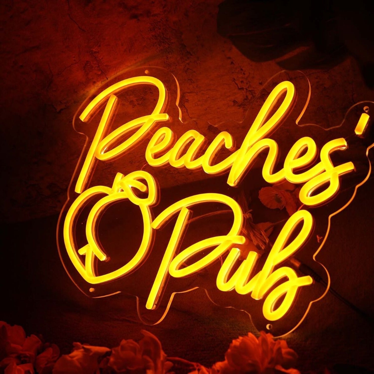 Peaches Pub Orange Led Neon Sign - Shineneon