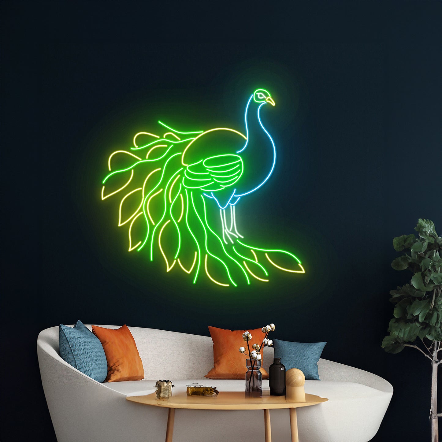 Peacock Neon Light Bird Room Wall Art Decor