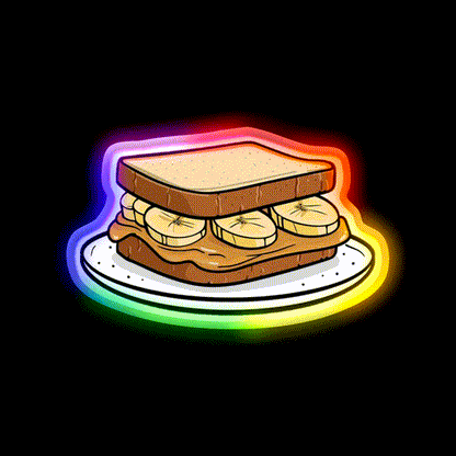 Peanut Butter And Banana Sandwich Snack Food Led Neon Sign Rgb Color - LED neon sign close-up detail