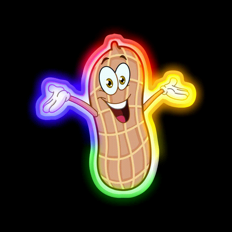 Peanut Cartoon Snack Food Led Neon Sign Rgb Color - LED neon sign close-up detail