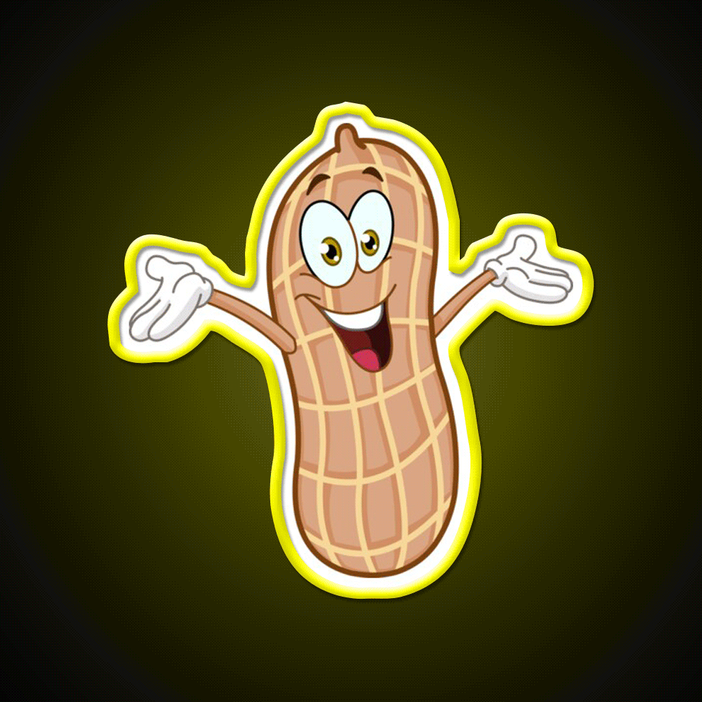 Peanut Cartoon Snack Food Led Neon Sign Rgb Color - Custom LED neon sign front view