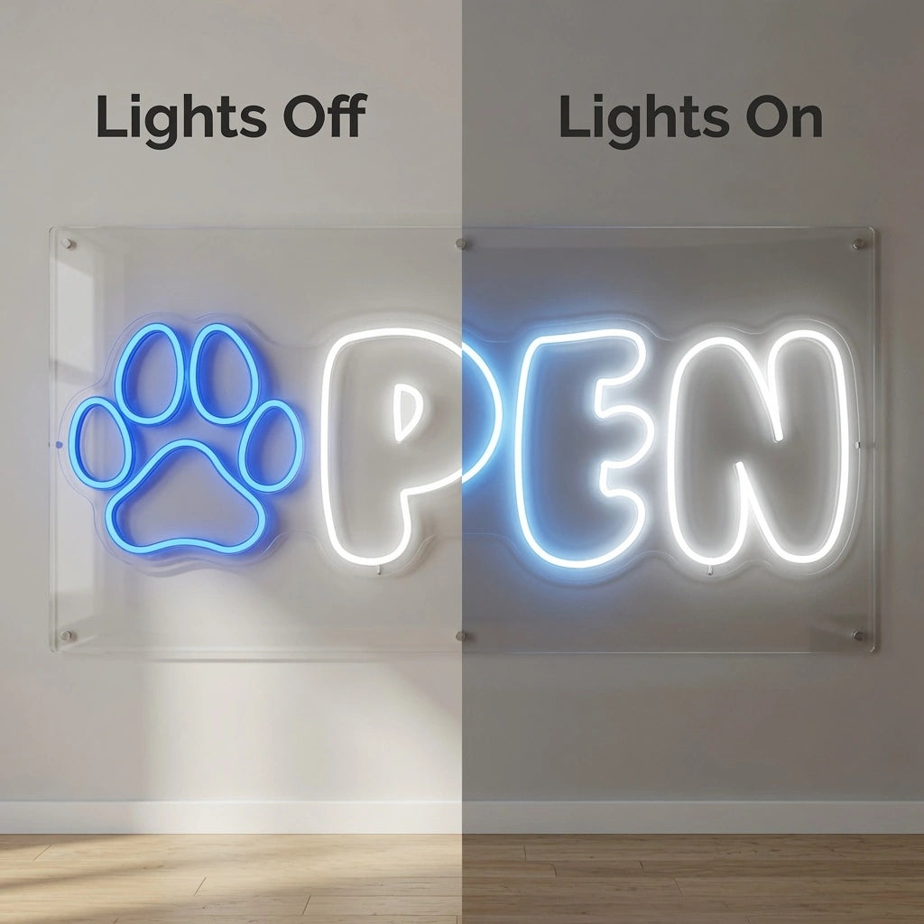 Peco Wall Decor LED Neon Sign - 06 Day Night Comparison