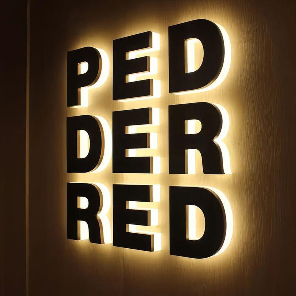 Ped Der Red 3D Backlit Letters Business Metal Led Sign - Shineneon