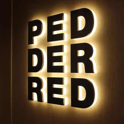 Ped Der Red 3D Backlit Letters Business Metal Led Sign - Shineneon
