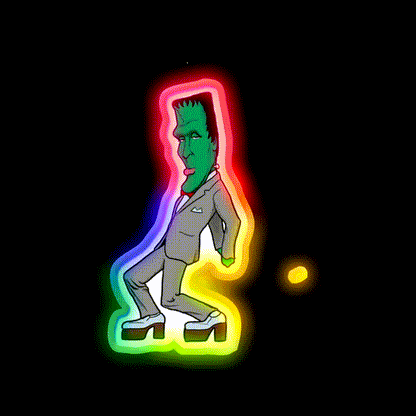 Pee Wee Herman Munster Caricature Party Drink Tequila Led Neon Sign Rgb Color - LED neon sign close-up detail