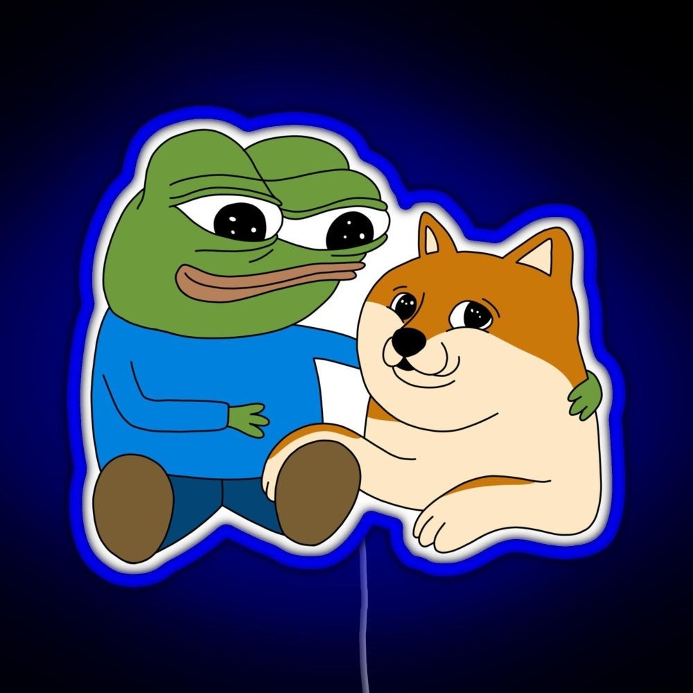 Peepo And Doge Best Frens Rgb Neon Sign - Shineneon