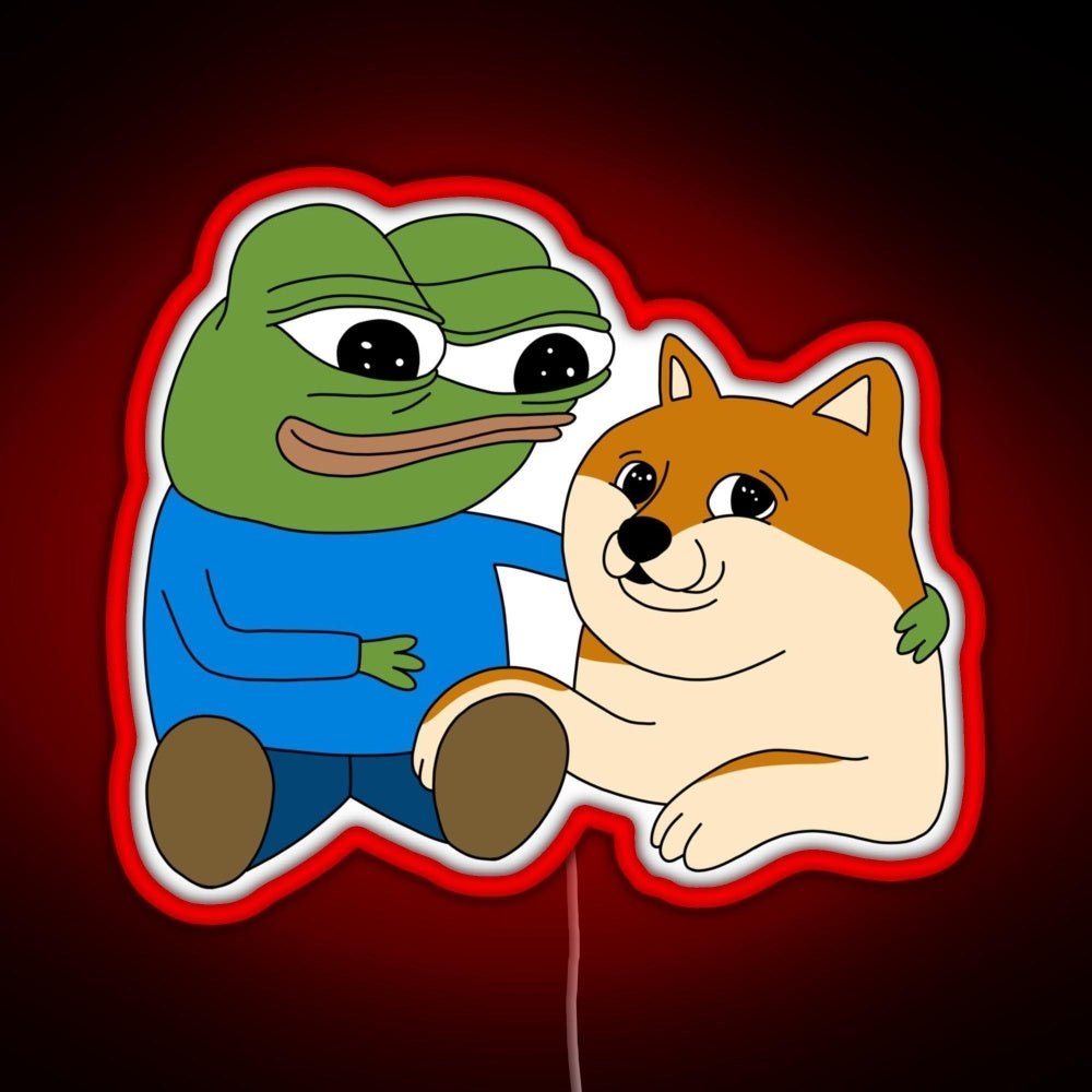 Peepo And Doge Best Frens Rgb Neon Sign - Shineneon