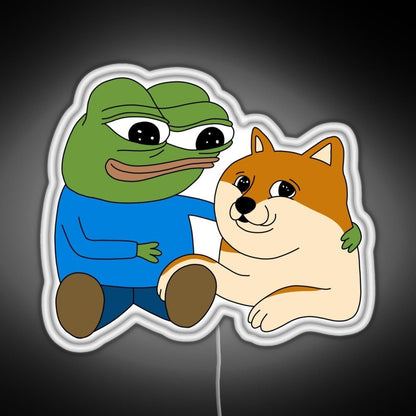 Peepo And Doge Best Frens Rgb Neon Sign - Shineneon