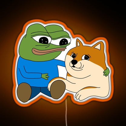 Peepo And Doge Best Frens Rgb Neon Sign - Shineneon