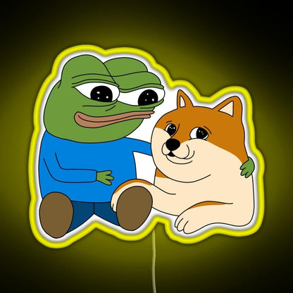 Peepo And Doge Best Frens Rgb Neon Sign - Shineneon
