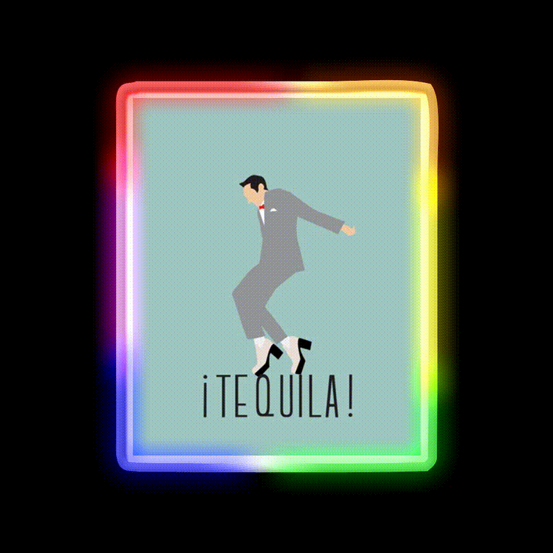 Peewee Tequila Party Drink Tequila Led Neon Sign Bar Led Sign Rgb Color - LED neon sign close-up detail