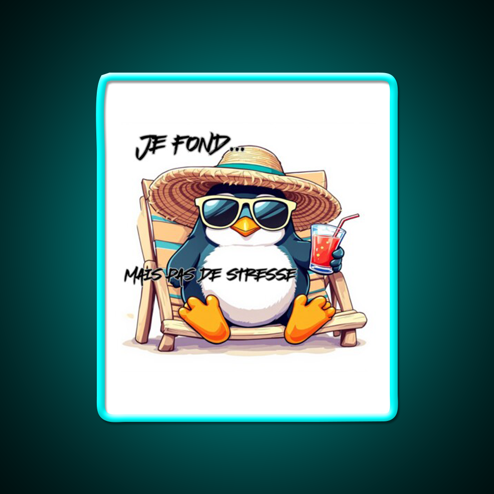 Penguin On Vacation Cocktail Bar Decor Led Neon Sign Rgb Color - Size and dimension reference