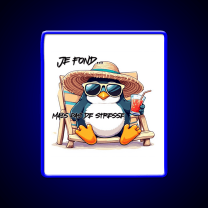 Penguin On Vacation Cocktail Bar Decor Led Neon Sign Rgb Color - Shineneon