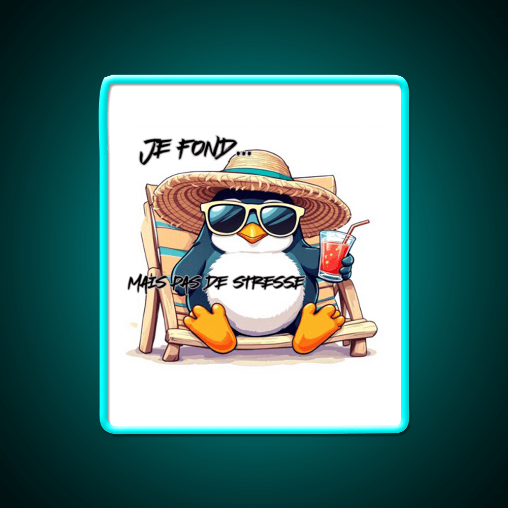 Penguin On Vacation Cocktail Bar Decor Led Neon Sign Rgb Color - Shineneon