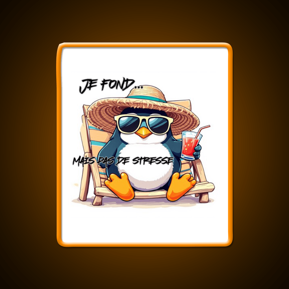 Penguin On Vacation Cocktail Bar Decor Led Neon Sign Rgb Color - Shineneon