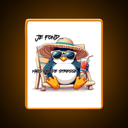 Penguin On Vacation Cocktail Bar Decor Led Neon Sign Rgb Color - Shineneon