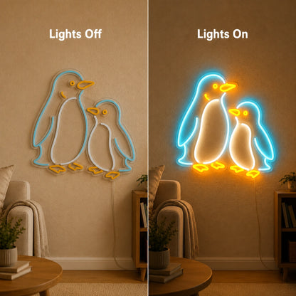 Penguin Pair LED Neon Sign main product image