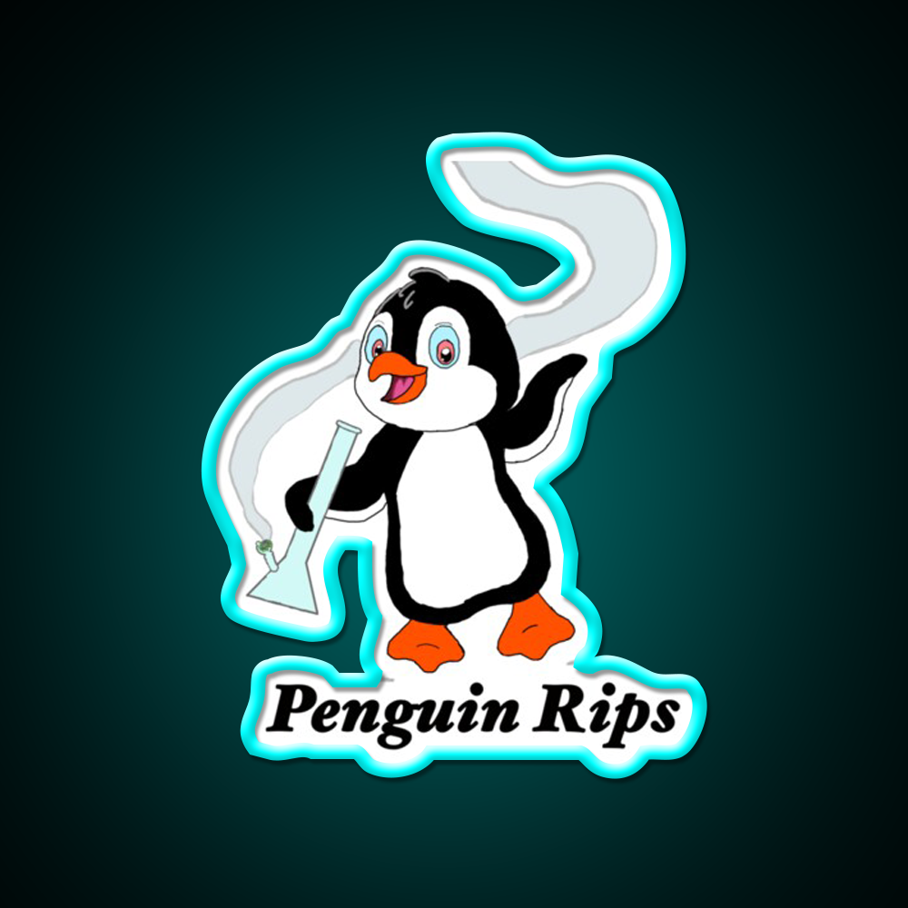 Penguin Rips Hemp Inspired Green Leaf Led Neon Sign Rgb Color
