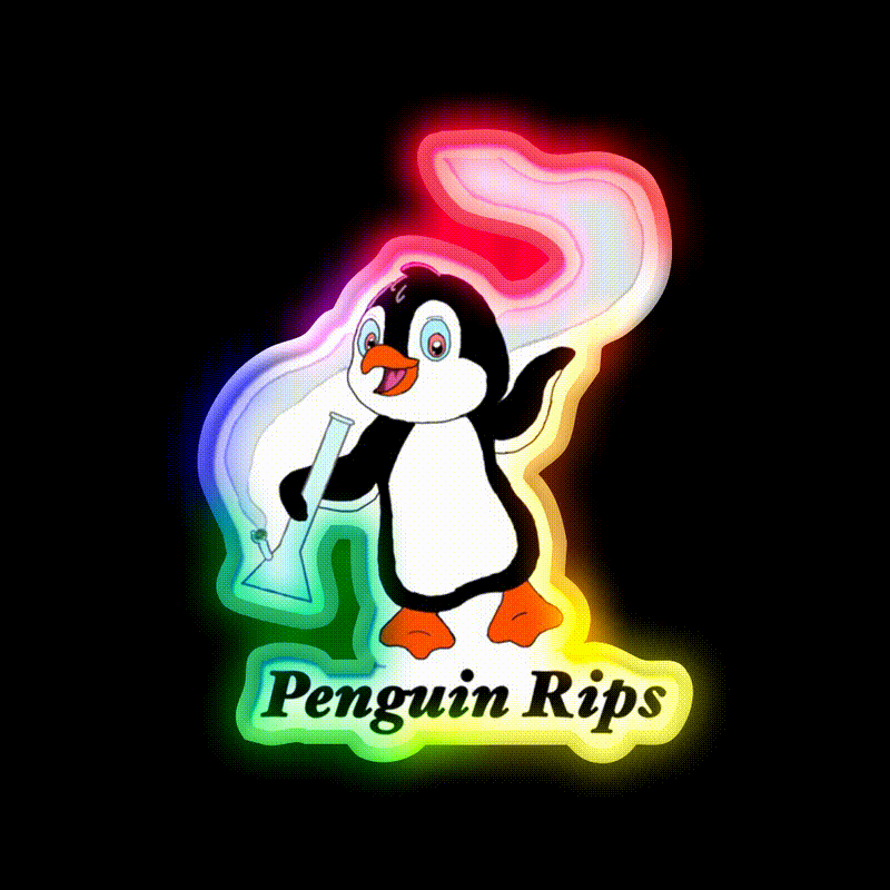 Penguin Rips Hemp Inspired Green Leaf Led Neon Sign Rgb Color - LED neon sign close-up detail