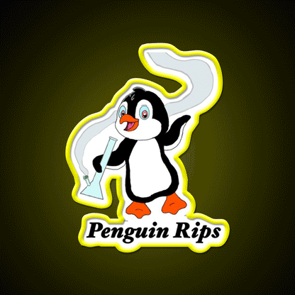 Penguin Rips Hemp Inspired Green Leaf Led Neon Sign Rgb Color - Custom LED neon sign front view
