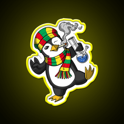 Penguin Weed Hemp Inspired Green Leaf Led Neon Sign Rgb Color - Shineneon