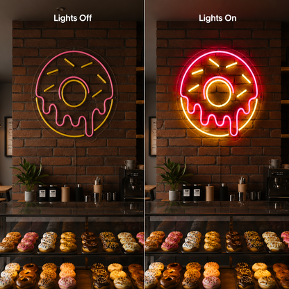 People Sitting At A Table LED Neon Sign - 06 Day Night Comparison