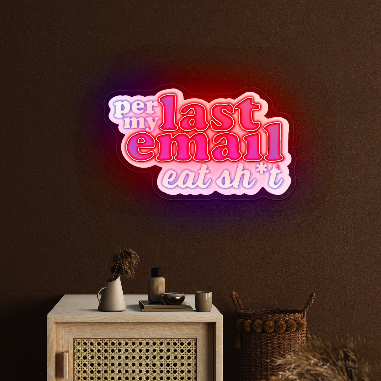 Per My Last Email Eat Sht Purple Artwork Neon Signs For A Bar - Shineneon